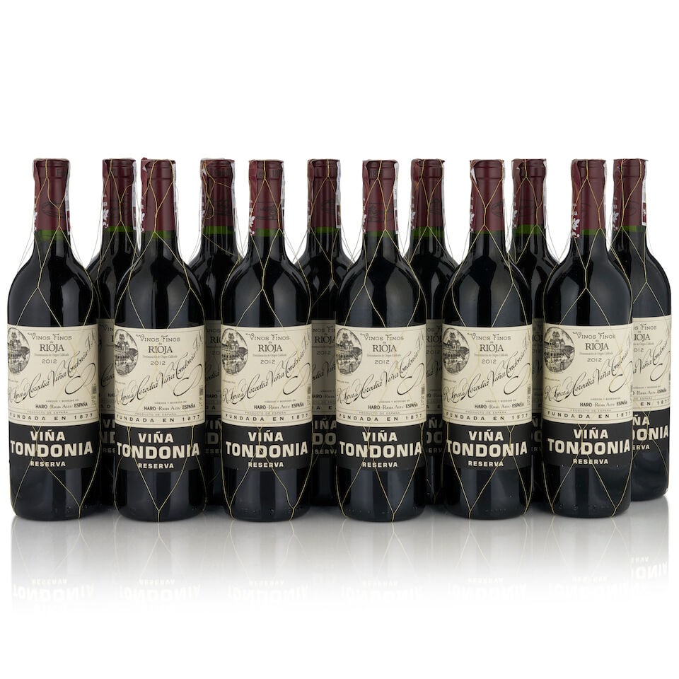 Lopez de Heredia, Viña Tondonia Rioja Red Riserva, 2012 (12 bottles, 750ml): Lopez de Heredia, Viña Tondonia Rioja Red Riserva, 2012 (12 bottles, 750ml) Region: Spain Packaging: two 6-pack original cardboard cases This lot is subject to the following lot symbols: