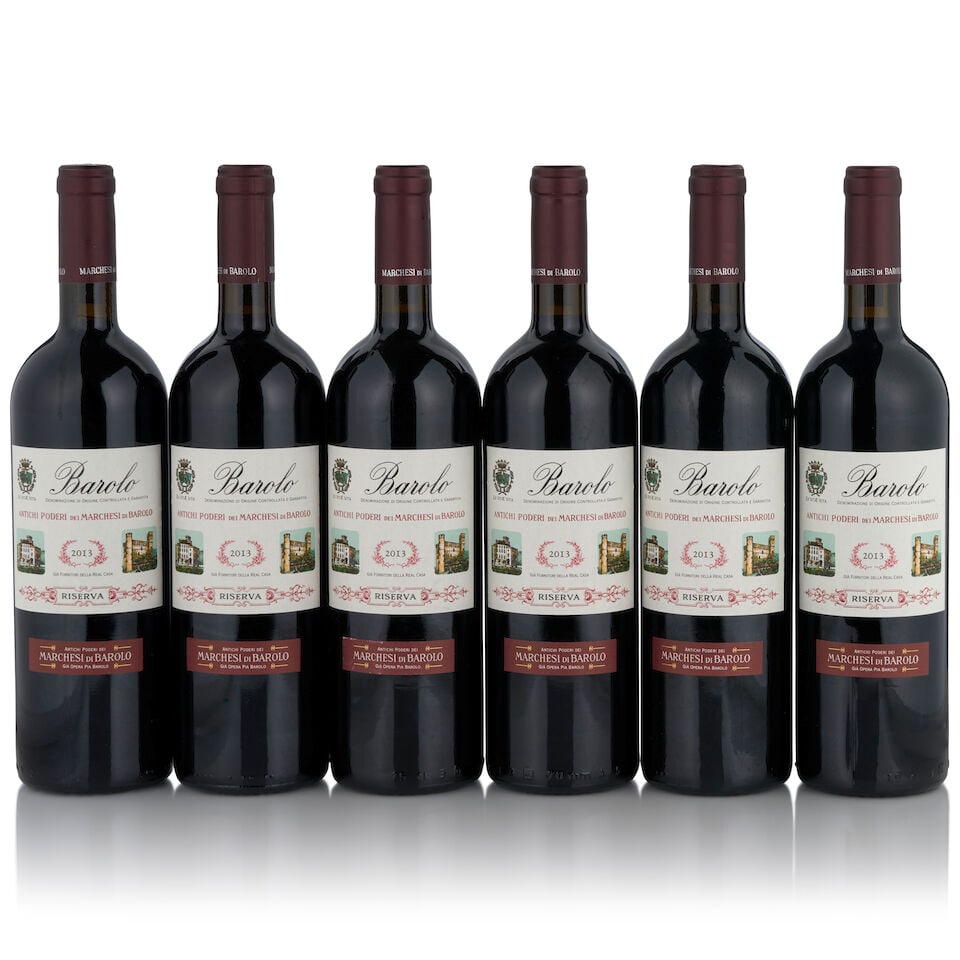 Marchesi di Barolo, Barolo Riserva, 2013 (6 bottles, 750ml): Marchesi di Barolo, Barolo Riserva, 2013 (6 bottles, 750ml) Region: Piedmont Packaging: original cardboard case Footnotes: Italy This lot is subject to the following lot symbols: • • Zero 