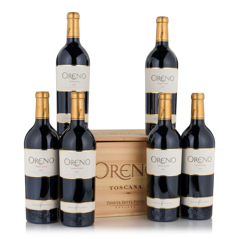 Sette Ponti, Oreno, 2015 (6 bottles, 750ml): Sette Ponti, Oreno, 2015 (6 bottles, 750ml) Packaging: original wooden case Footnotes: Italy This lot is subject to the following lot symbols: • • Zero rated for tax, no tax will be added