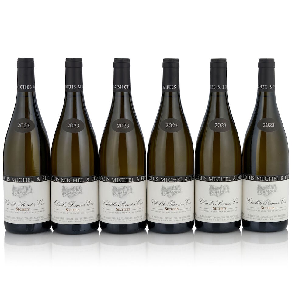 Louis Michel, Chablis Sechets, 2023 (6 bottles, 750ml): Louis Michel, Chablis Sechets, 2023 (6 bottles, 750ml) Region: Chablis Packaging: original cardboard case Footnotes: Burgundy This lot is subject to the following lot symbols: • • Zero
