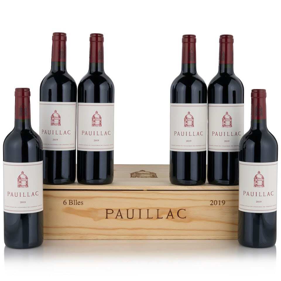 Pauillac de Latour, 2019 (6 bottles, 750ml): Pauillac de Latour, 2019 (6 bottles, 750ml) Region: Pauillac Packaging: original wooden case Footnotes: Left Bank, Bordeaux This lot is subject to the following lot symbols: • • Zero rated