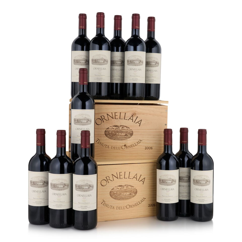 Tenuta dell'Ornellaia, Ornellaia, 2008 (12 bottles, 750ml): Tenuta dell'Ornellaia, Ornellaia, 2008 (12 bottles, 750ml) Region: Tuscany Packaging: two six-pack original wooden cases Footnotes: Italy This lot is subject to the following lot symbols: