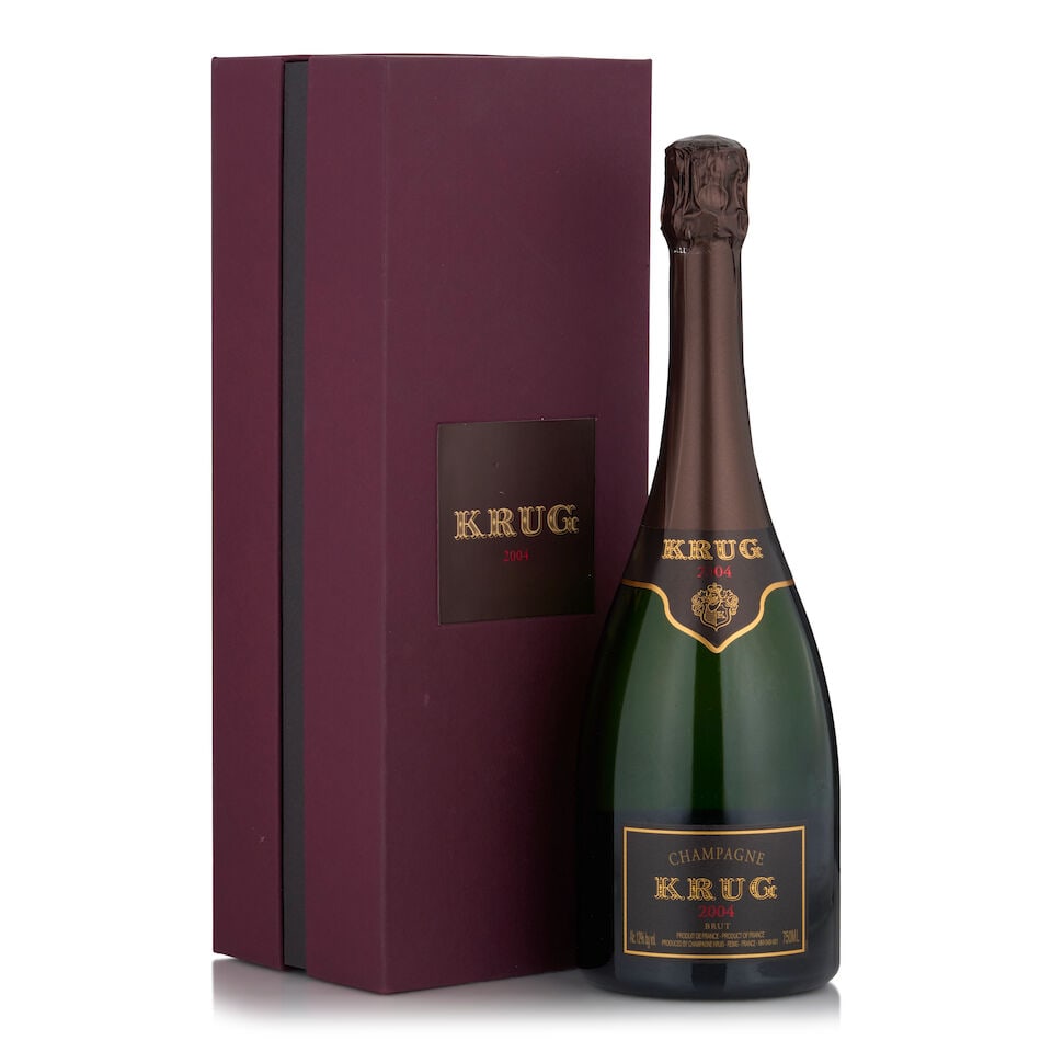 Krug, 2004 (1 bottle, 750ml): Krug, 2004 (1 bottle, 750ml) Region: Reims Fill Level: into foil Packaging: original case Footnotes: Champagne This lot is subject to the following lot symbols: • • Zero rated for tax, no