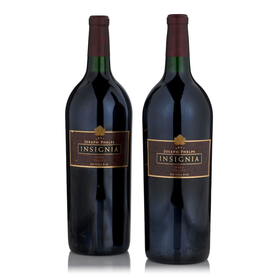 Joseph Phelps, Insignia, 1997 (2 bottles, 1.5L): Joseph Phelps, Insignia, 1997 (2 bottles, 1.5L) Region: Napa Valley Fill Level: bottom neck Footnotes: California This lot is subject to the following lot symbols: • • Zero rated for tax, 