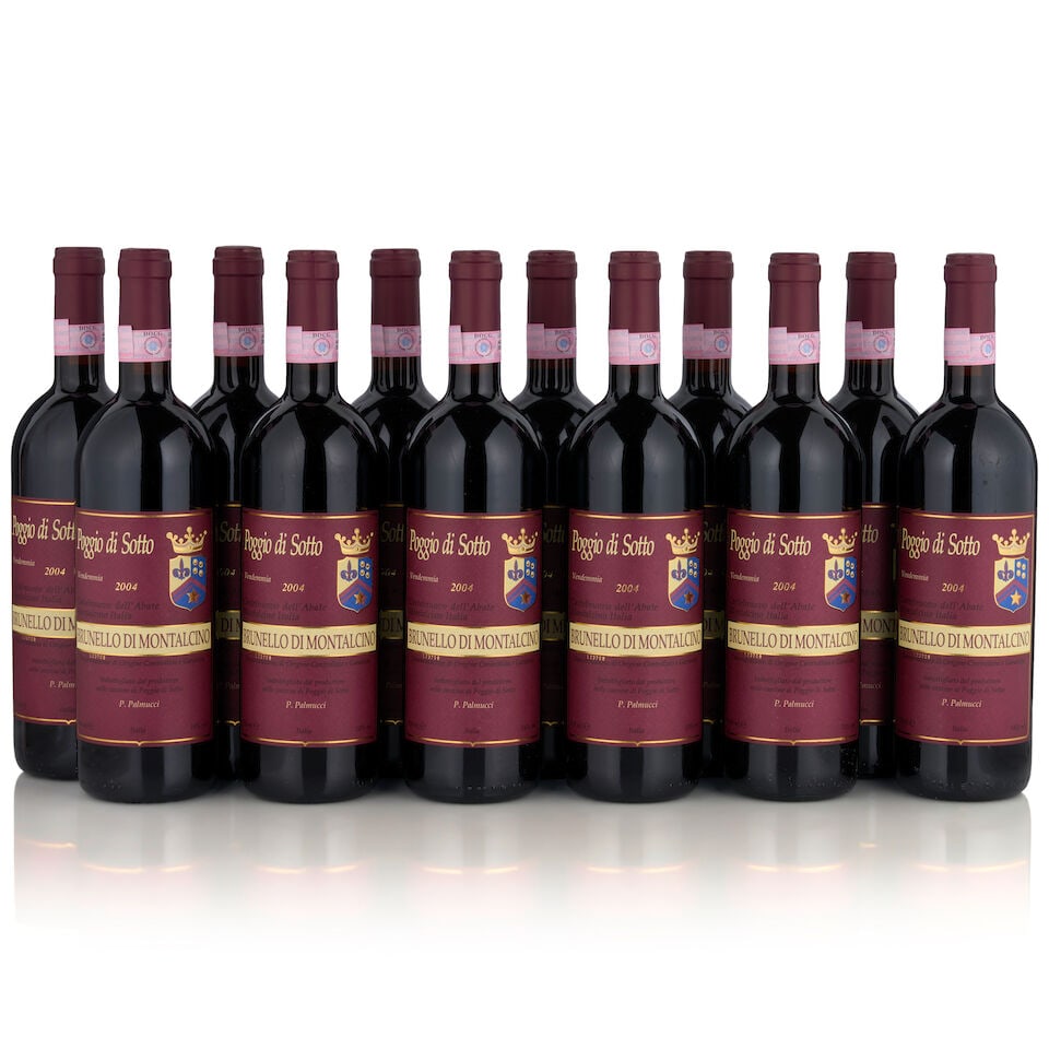 Poggio Di Sotto, Brunello di Montalcino, 2004 (12 bottles, 750ml): Poggio Di Sotto, Brunello di Montalcino, 2004 (12 bottles, 750ml) Region: Tuscany Fill Level: bottom neck or better Footnotes: Italy This lot is subject to the following lot symbols: • •