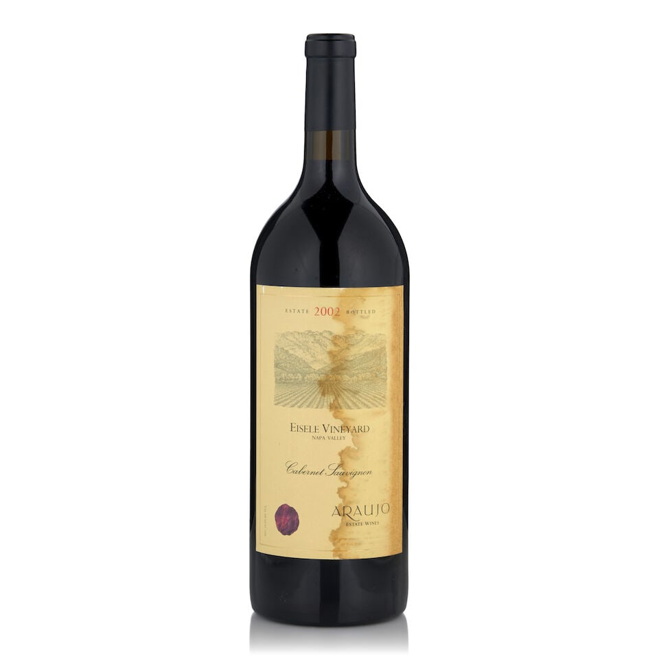 Araujo Estate, Cabernet Sauvignon Eisele Vineyard, 2002 (1 bottle, 1.5L): Araujo Estate, Cabernet Sauvignon Eisele Vineyard, 2002 (1 bottle, 1.5L) Region: Napa Valley Fill Level: into neck Label: heavily wine stained Footnotes: California This lot is subject to the followin