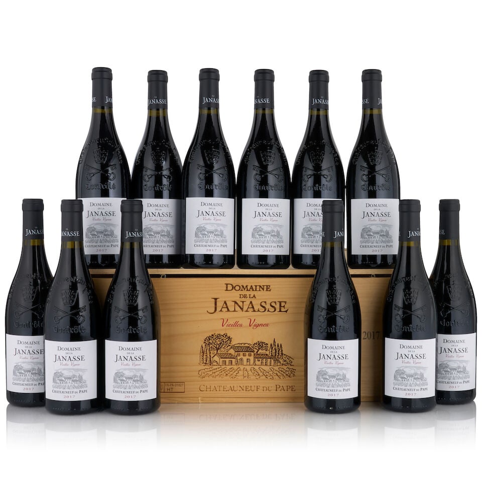 Domaine de la Janasse, Châteauneuf-du-Pape Vielle Vignes, 2017 (12 bottles, 750ml): Domaine de la Janasse, Châteauneuf-du-Pape Vielle Vignes, 2017 (12 bottles, 750ml) Region: Southern Rhône Packaging: original wooden case This lot is subject to the following lot symbols: