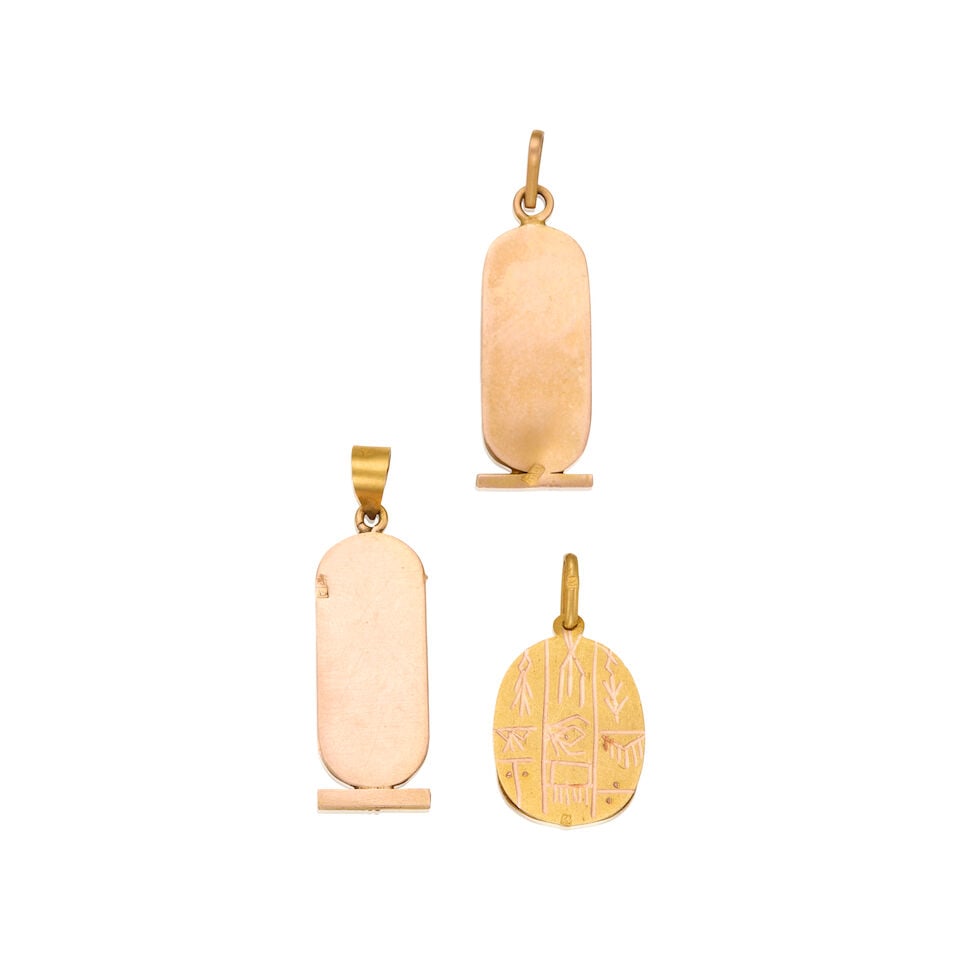 THREE YELLOW GOLD PENDANTS - 2