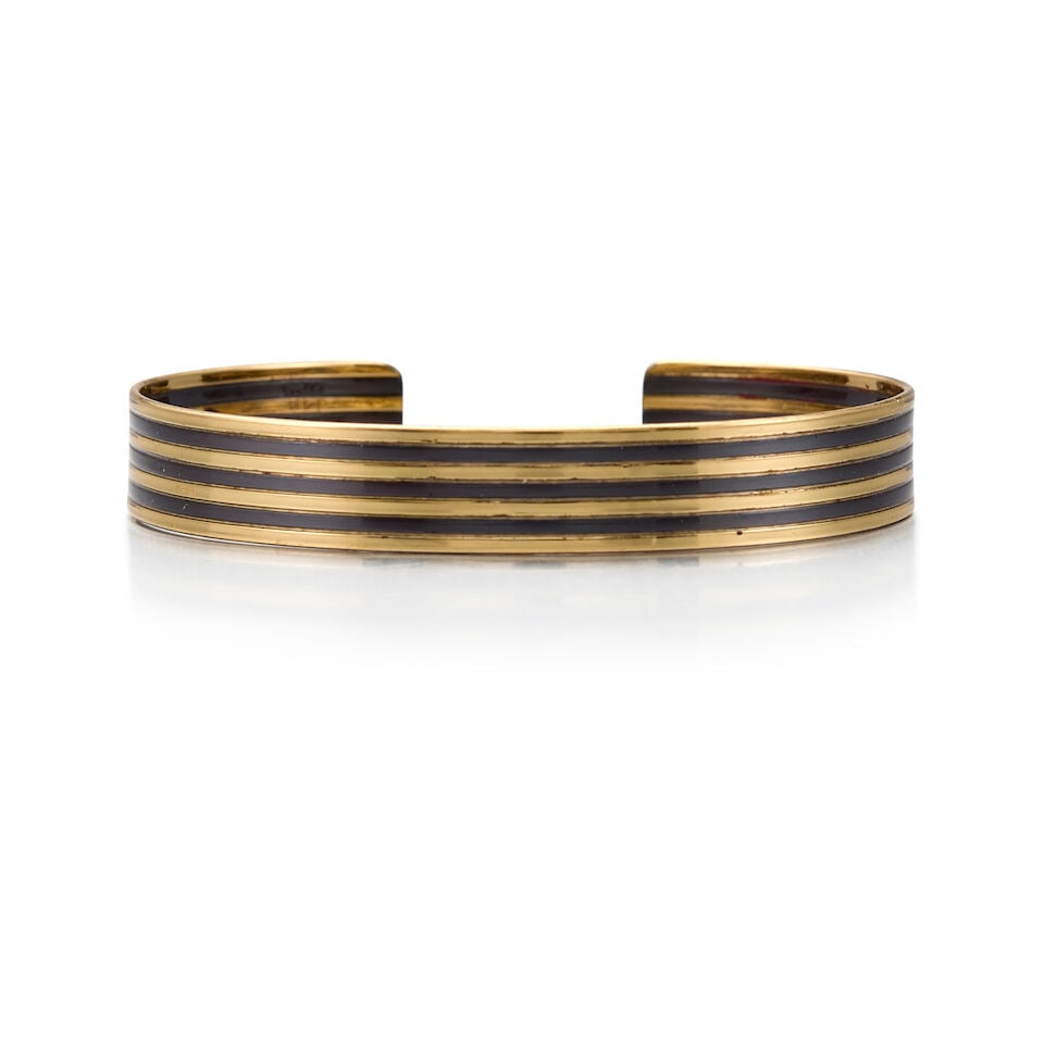 PAUL MORELLI: A 14K YELLOW GOLD AND SILVER CUFF BRACELET - 2