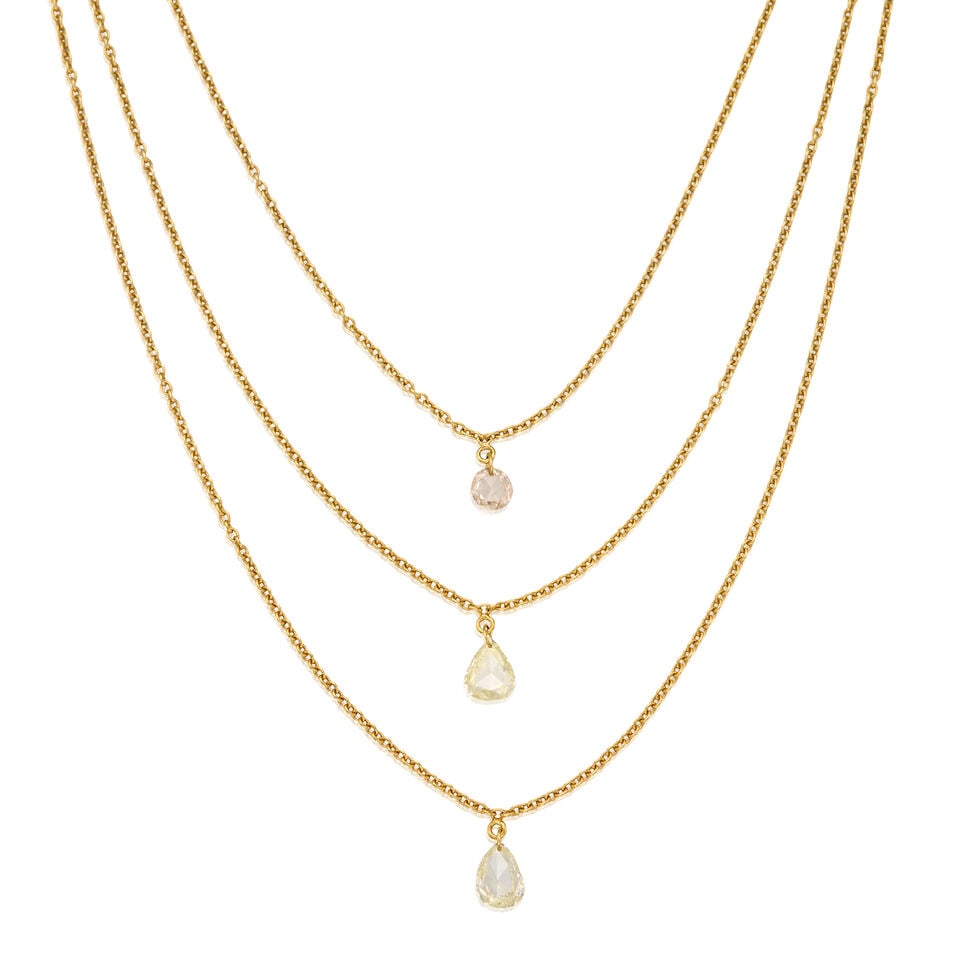 18K YELLOW GOLD AND DIAMOND NECKLACE - 2