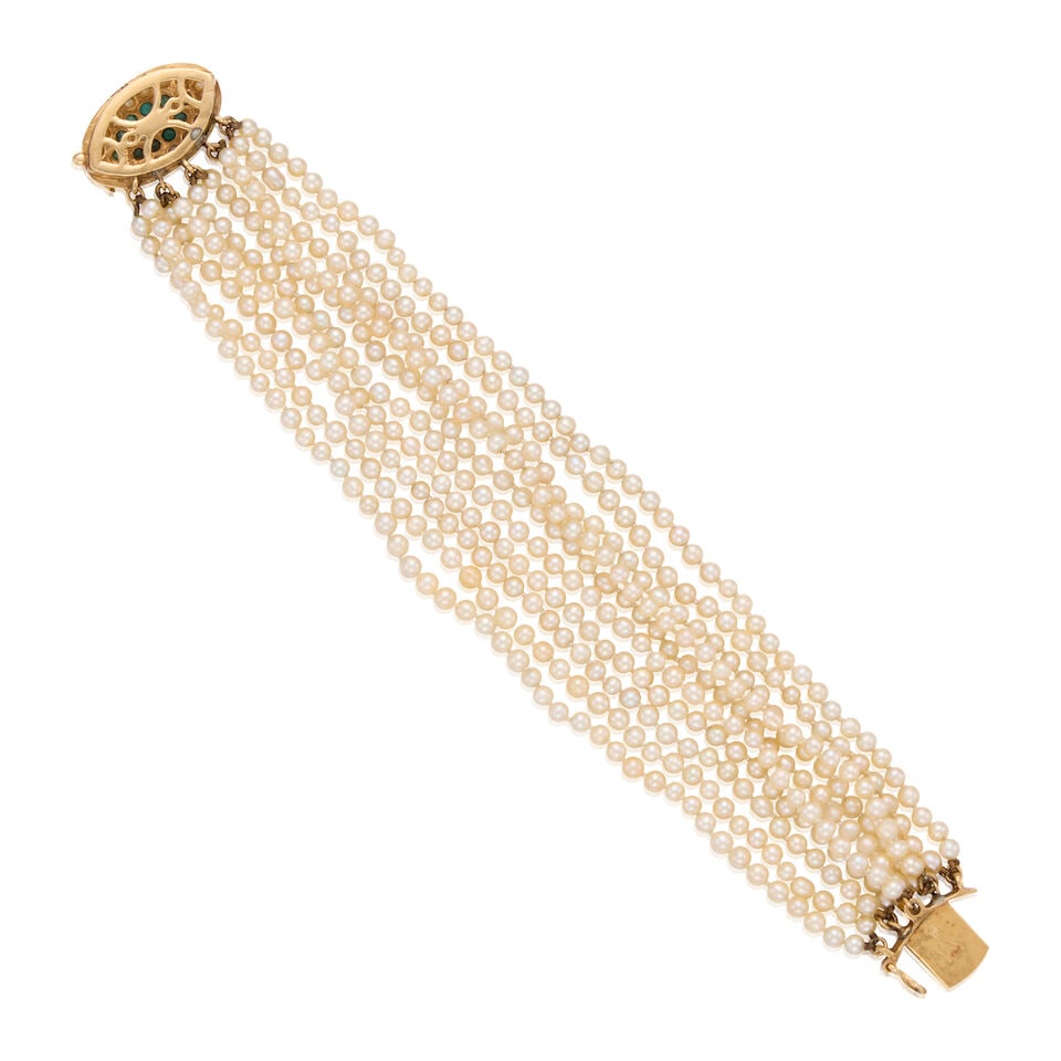 13K YELLOW GOLD, CULTURED PEARL, AND TURQUOISE BRACELET - 2