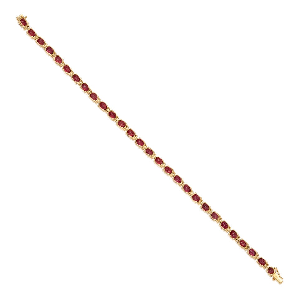 14K YELLOW GOLD, RUBY, AND DIAMOND BRACELET - 2