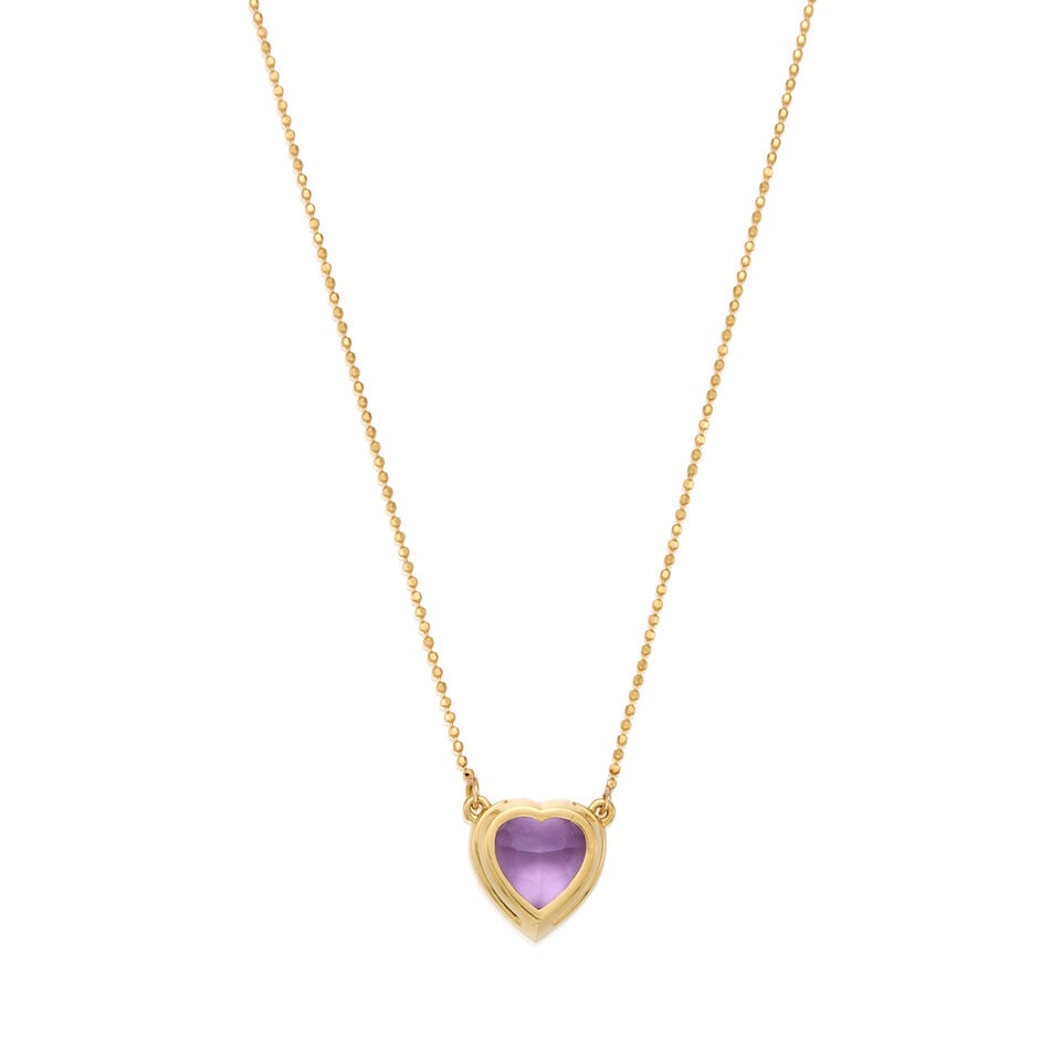 18K YELLOW GOLD AND AMETHYST PENDANT NECKLACE - 2
