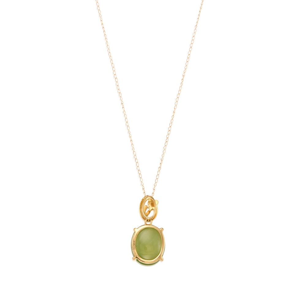 A GOLD, PREHNITE AND DIAMOND NECKLACE - 2