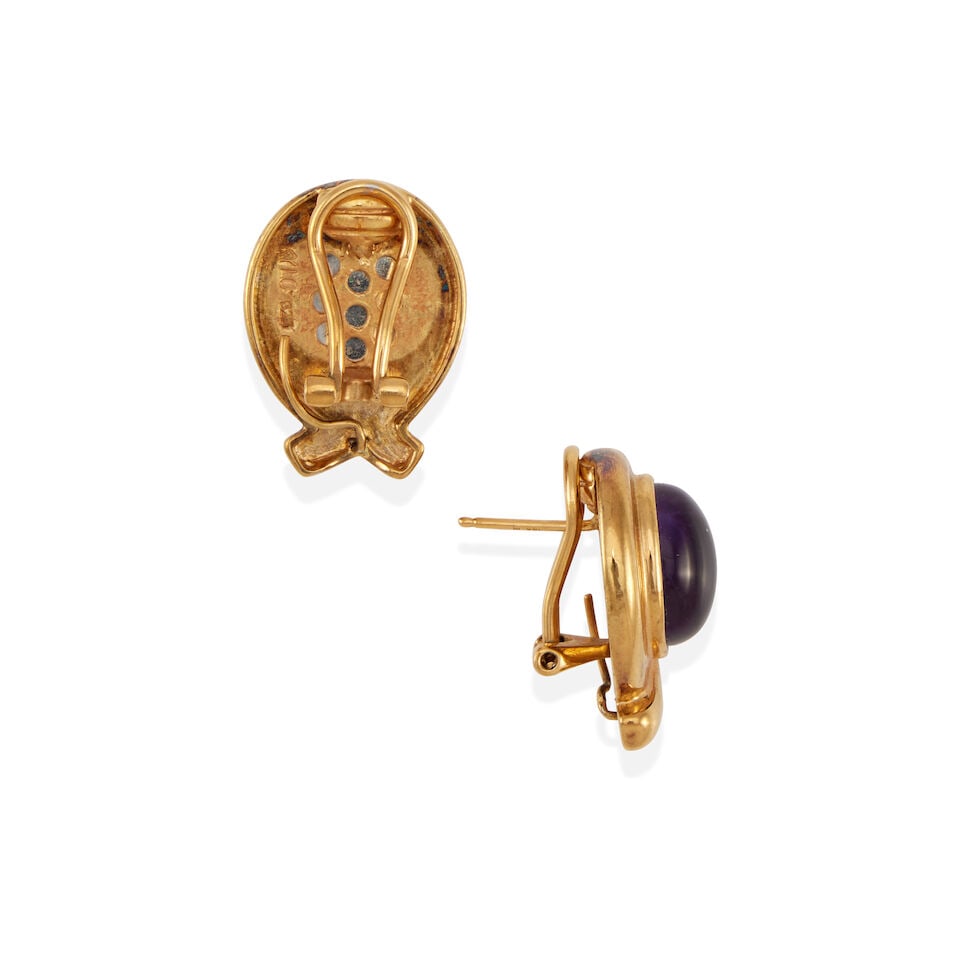 A PAIR OF GOLD-PLATED SILVER AND AMETHYST EARRINGS - 3