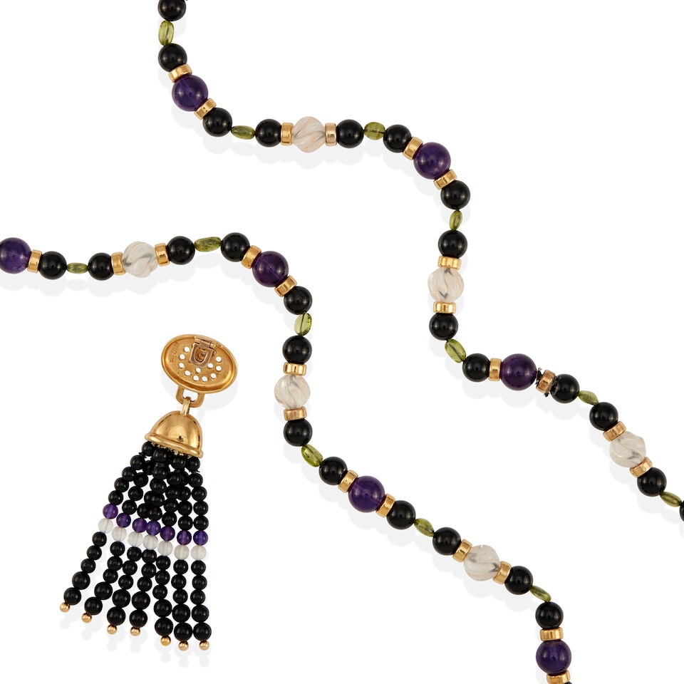 GEM-SET BEADED NECKLACE AND PENDANT - 2