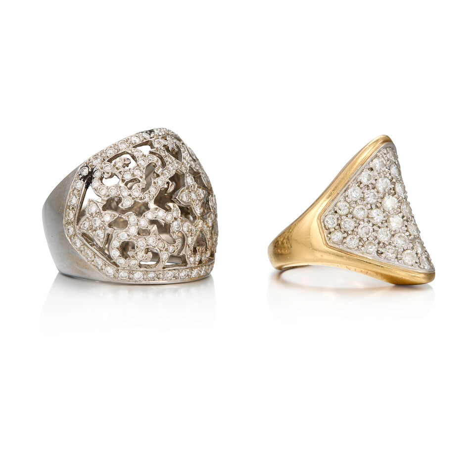TWO GOLD AND DIAMOND RINGS - 2