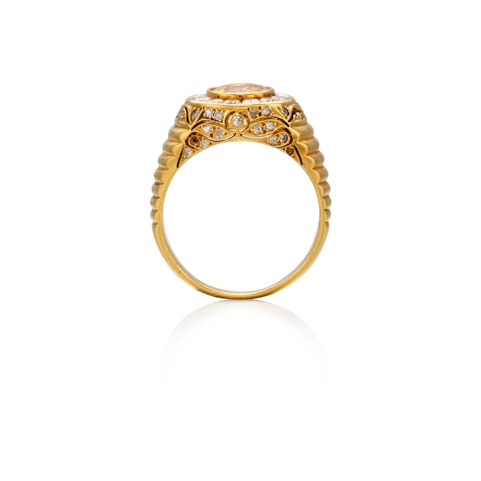 18K GOLD, SAPPHIRE AND DIAMOND RING - 2