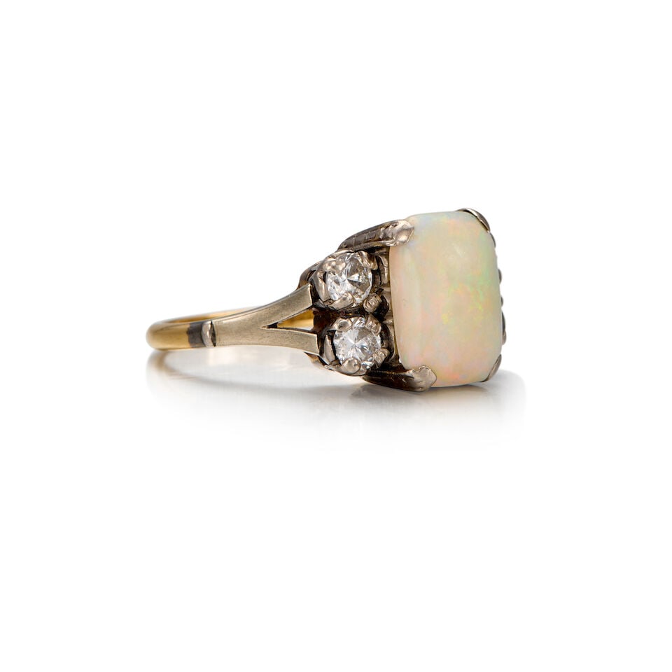 OPAL AND DIAMOND RING - 2