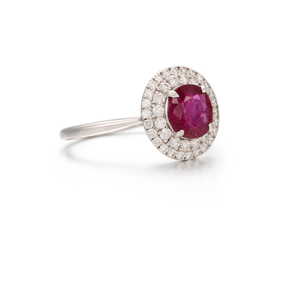 14K WHITE GOLD, RUBY AND DIAMOND RING WITH GIA CERTIFICATE - 2