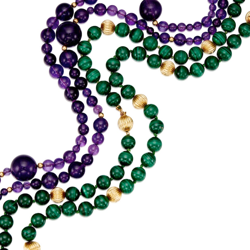 GOLD, MALACHITE, AND AMETHYST NECKLACES - 2