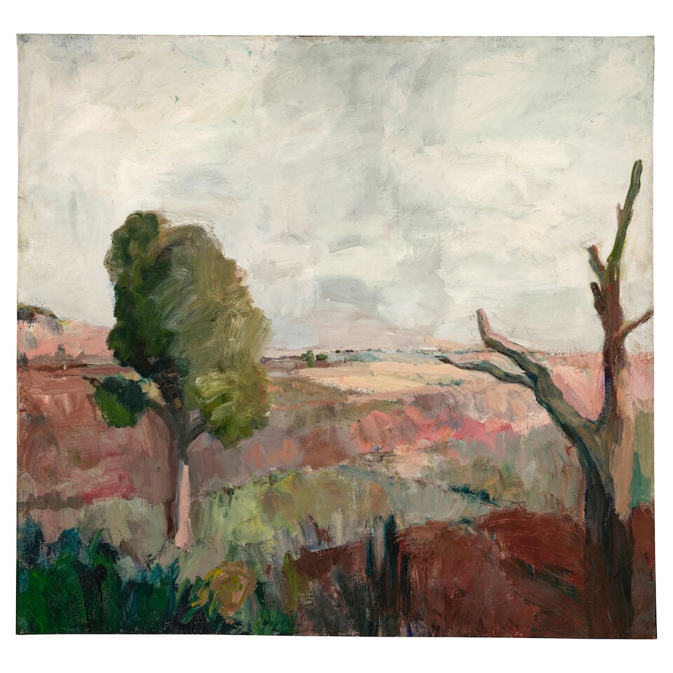 ELMER NELSON BISCHOFF (1916-1991) White Sky 63 3/4 x 67 1/2 in (161.9 x 171.5 cm) (Painted in 1962): ELMER NELSON BISCHOFF (1916-1991) White Sky signed, inscribed and dated '4/62 Elmer Bischoff WHITE SKY' (on the reverse) oil on canvas 63 3/4 x 67 1/2 in (161.9 x 171.5 cm) Painted in 1962 Footnotes: 