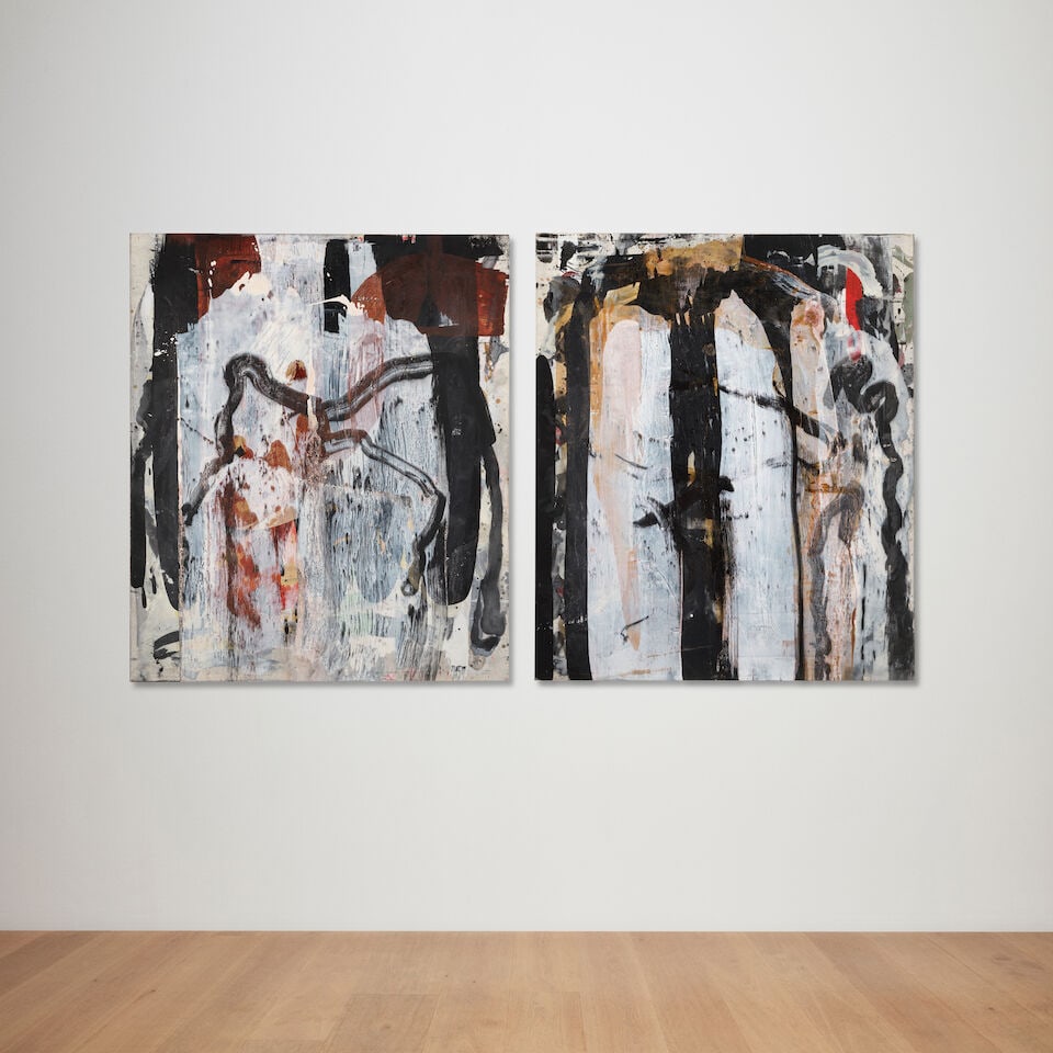 ED MOSES (1926-2018) Vinca-Site each: 78 x 66 1/4 in (198.1 x 168.3 cm)overall: 78 x 132 1/2 in ... - 2