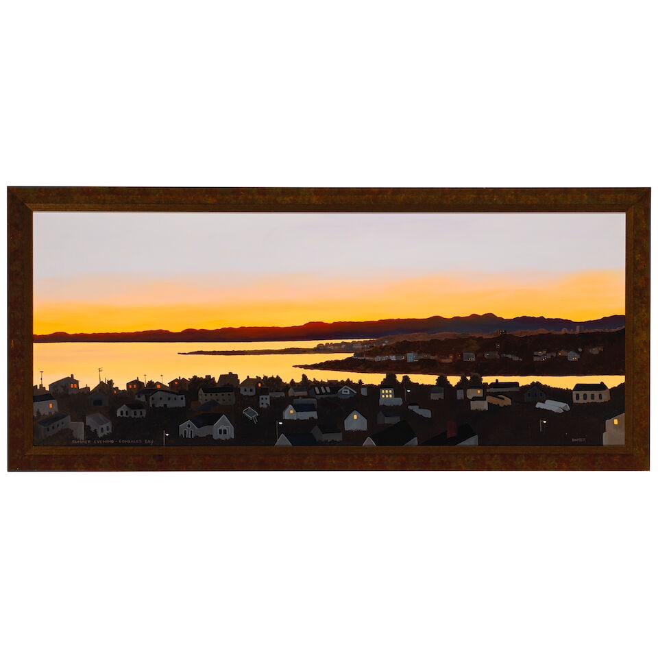 JESSIE HOMER FRENCH (B. 1940) Summer Evening - Gonzales Bay 24 x 60 in (61 x 152.4 cm) (Painted ... - 2