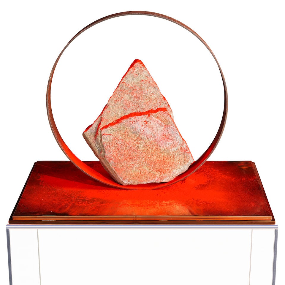 LITA ALBUQUERQUE (B. 1946) Time and Earth #1 25 x 34 x 22 in (63.5 x 86.4 x 55.9 cm)with plexigl...: LITA ALBUQUERQUE (B. 1946) Time and Earth #1 copper, steel, granite, and pigment 25 x 34 x 22 in (63.5 x 86.4 x 55.9 cm) with plexiglass case: 74 1/4 x 34 1/2 x 22 1/2 in (188.6 x 87 x 57.2 cm) Execut