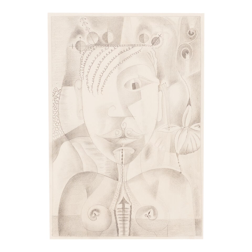 LUCRETIA VAN HORN (1882-1970) Untitled (Abstract Figure) 19 1/2 x 14 1/4 in (49.5 x 36.2 cm): LUCRETIA VAN HORN (1882-1970) Untitled (Abstract Figure) graphite on paper 19 1/2 x 14 1/4 in (49.5 x 36.2 cm) Footnotes: Provenance Collection of the artist. Private collection, Bay Area (acquired