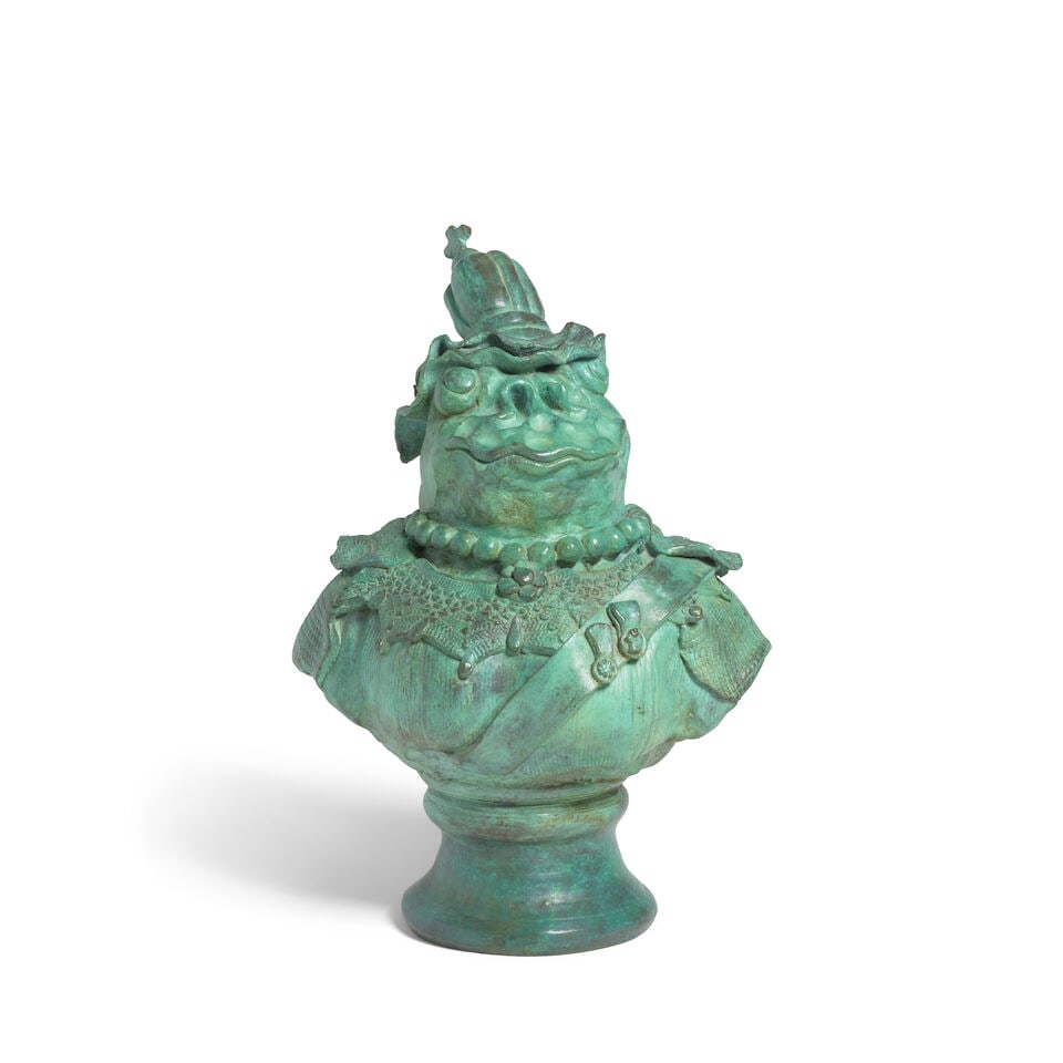 DAVID JAMES GILHOOLY (1943-2013) Frog Queen Victoria 17 x 12 x 8 1/2 in (23.2 x 30.5 x 21.6 cm) ... (1 of 5)