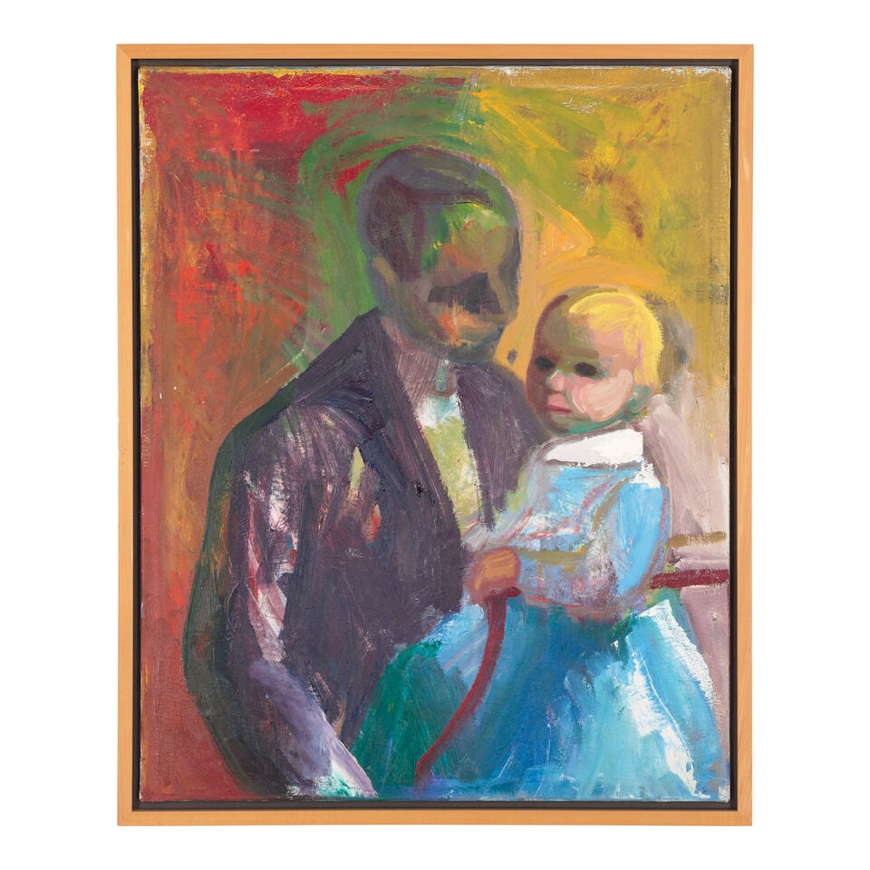 JAMES WEEKS (1922-1998) Man with a Child 27 1/2 x 22 in (69.9 x 55.9 cm) (Painted in 1962) - 2