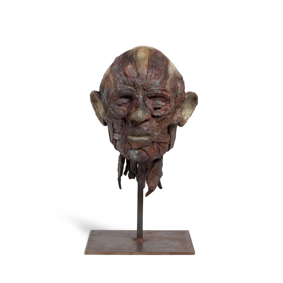 KIKI SMITH (B. 1954) Little Head 17 x 9 x 9 in (43.2 x 22.9 x 22.9 cm) (This work is number 5 fr...: KIKI SMITH (B. 1954) Little Head incised with the artist's signature, stamped and indistinctly dated 'Kiki Smith 9 AFE 5/5 (on the reverse of the right ear) cast phosphorous bronze and fabricated mild