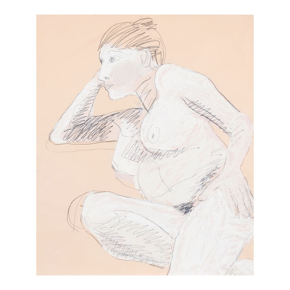 JOAN BROWN (1938-1990) Untitled (k) 42 1/4 x 35 in (107.3 x 88.9 cm) (Executed in 1973): JOAN BROWN (1938-1990) Untitled (k) inscribed and dated '1973 #116 (K)' (on the reverse) acrylic and graphite on paper 42 1/4 x 35 in (107.3 x 88.9 cm) Executed in