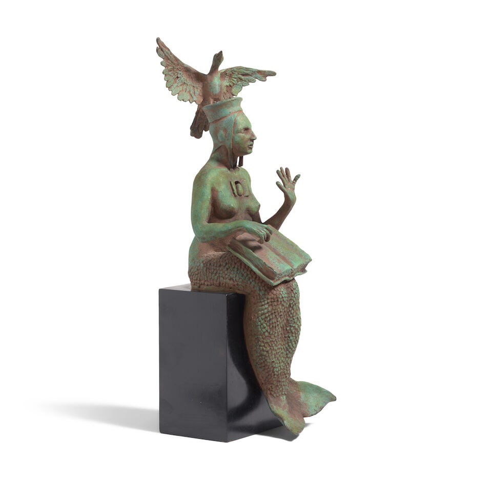 JORGE MARIN (B. 1963) Sirena con Pajaro 15 1/2 x 4 3/4 x 5 1/2 in (39.4 x 12.1 x 14 cm) (This wo... - 2