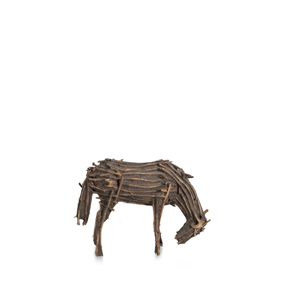 DEBORAH BUTTERFIELD (B. 1949) Untitled 20 x 29 x 10 1/2 in (50.8 73.7 x 26.7 cm) (Executed in 1980): DEBORAH BUTTERFIELD (B. 1949) Untitled wood, wire and mud 20 x 29 x 10 1/2 in (50.8 73.7 x 26.7 cm) Executed in 1980 Footnotes: Provenance Private collection, San Francisco. For further information on