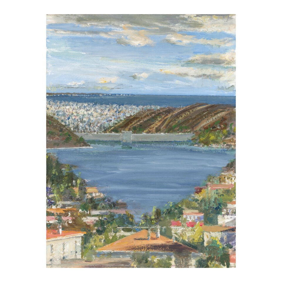LARRY COHEN (B. 1952) View of the Hollywood Reservoir 16 x 12 in (40.6 x 30.5 cm) (Painted in 2023) (1 of 3)