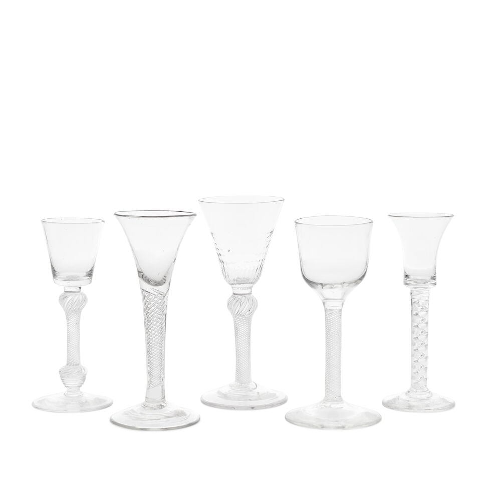 Five airtwist wine glasses, circa 1750 (1 of 1)