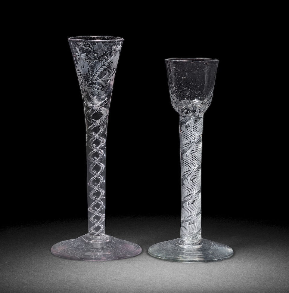 Two airtwist cordial glasses, circa 1750 (1 of 1)