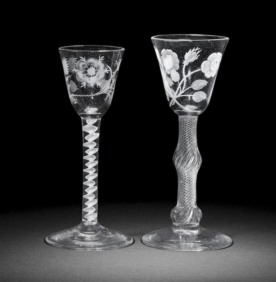Two engraved wine glasses of possible Jacobite significance, circa 1750-65 (1 of 1)