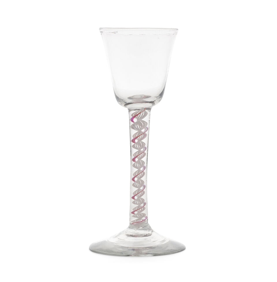 A pink colour twist wine glass, circa 1765 (1 of 1)