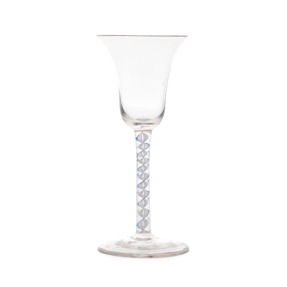 A blue colour twist wine glass, circa 1765 (1 of 1)