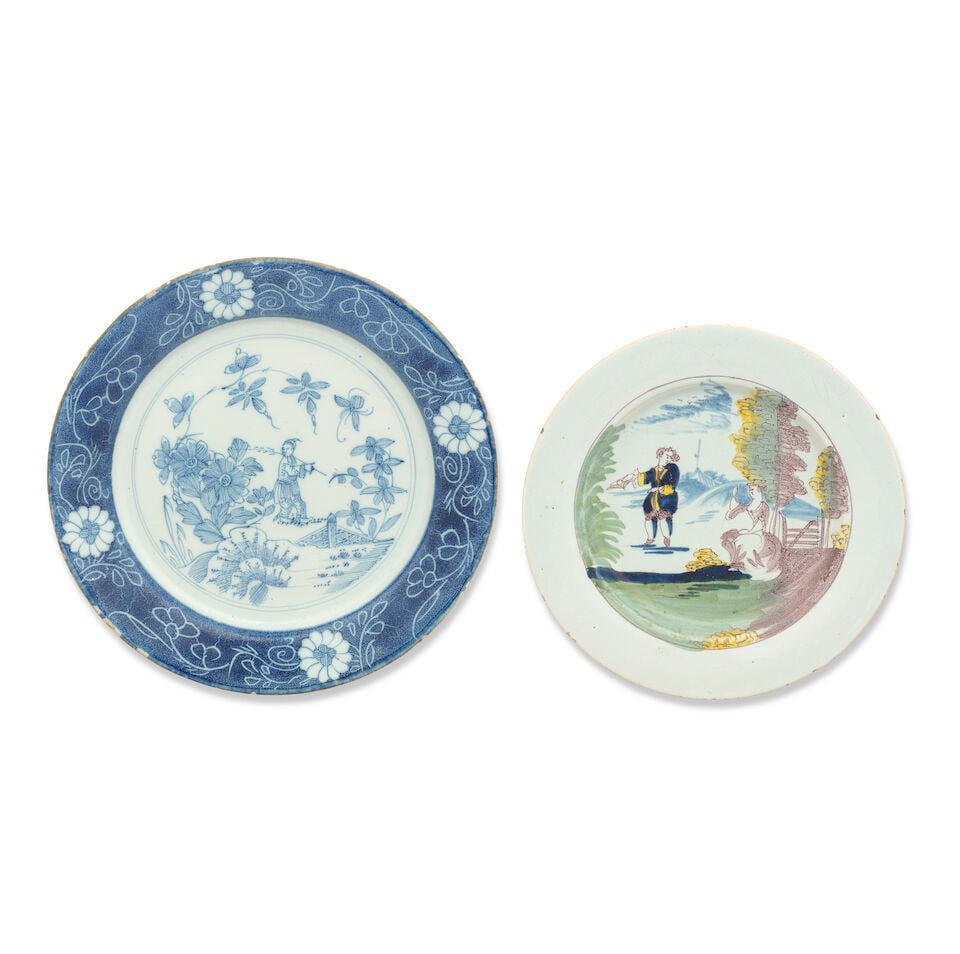 Two English delftware plates, circa 1740-60 (1 of 1)