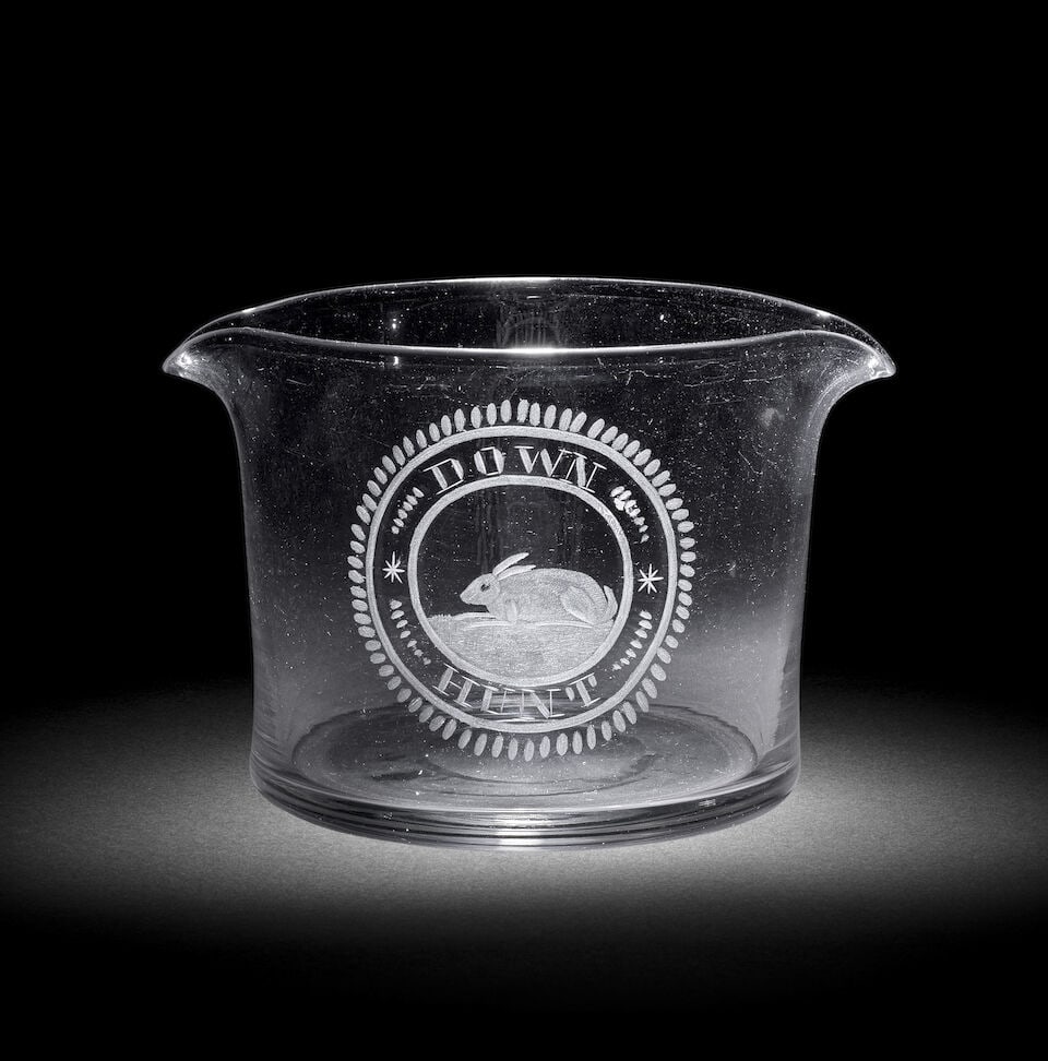 An Irish engraved 'Down Hunt' wine glass rinser, early 19th century (1 of 1)