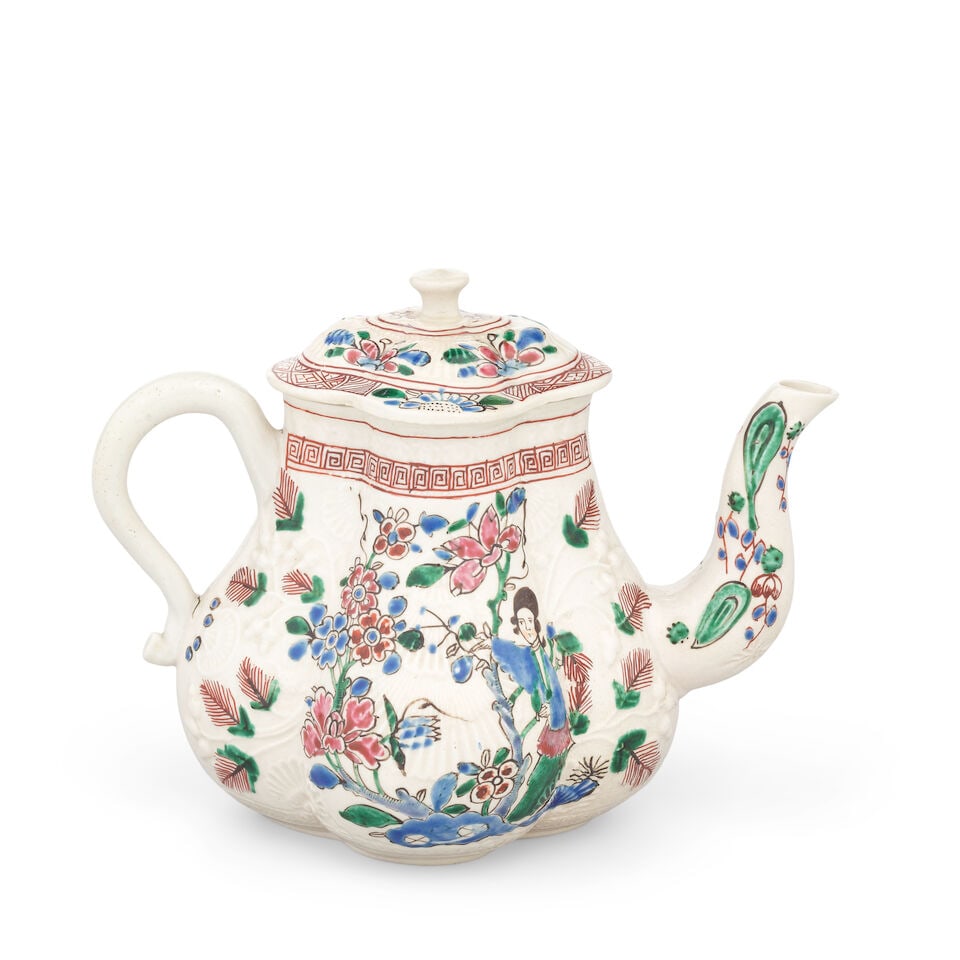 A Staffordshire saltglaze stoneware teapot and cover, circa 1755 - 3