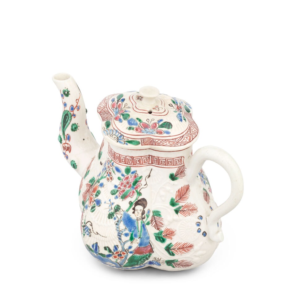 A Staffordshire saltglaze stoneware teapot and cover, circa 1755 - 4