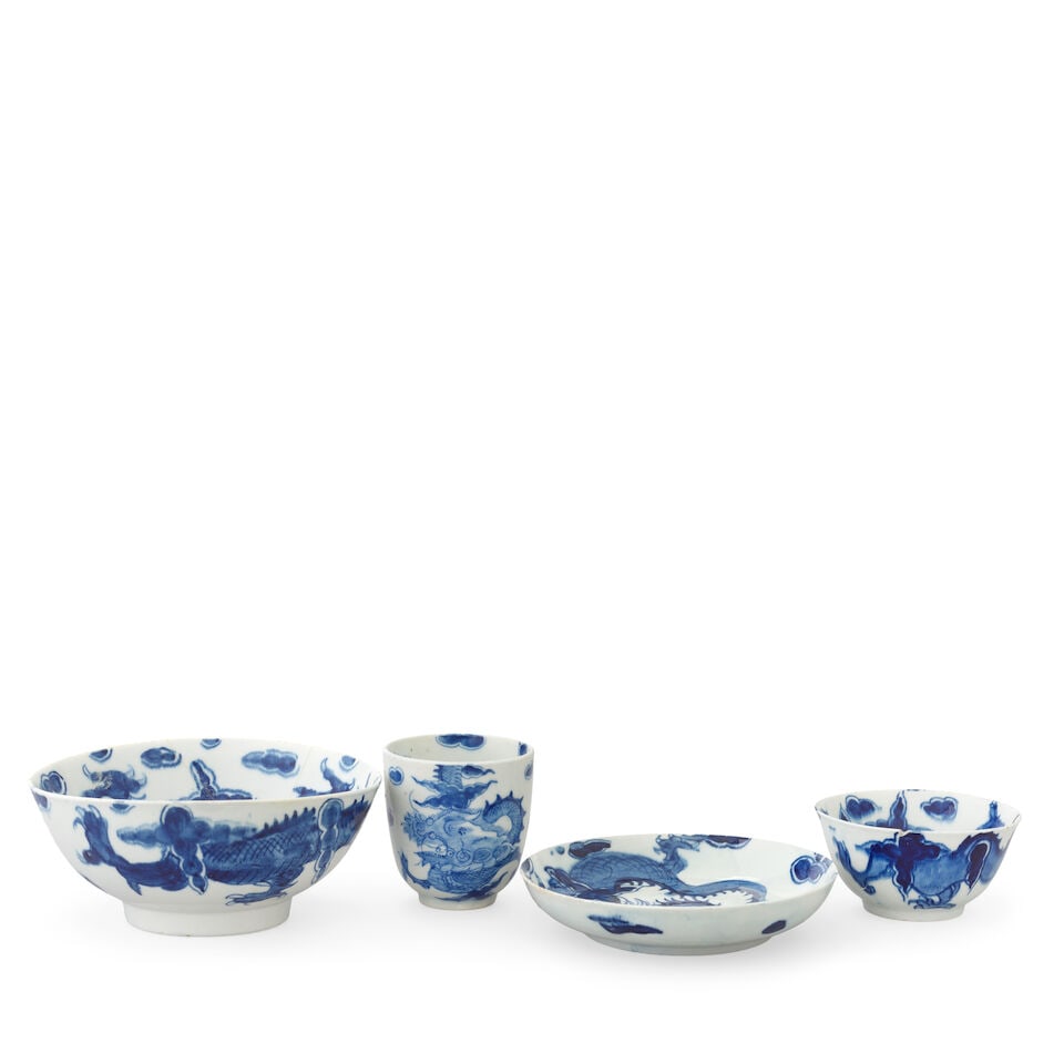A Bow teabowl and saucer, a coffee cup and a bowl, circa 1760-65 - 3