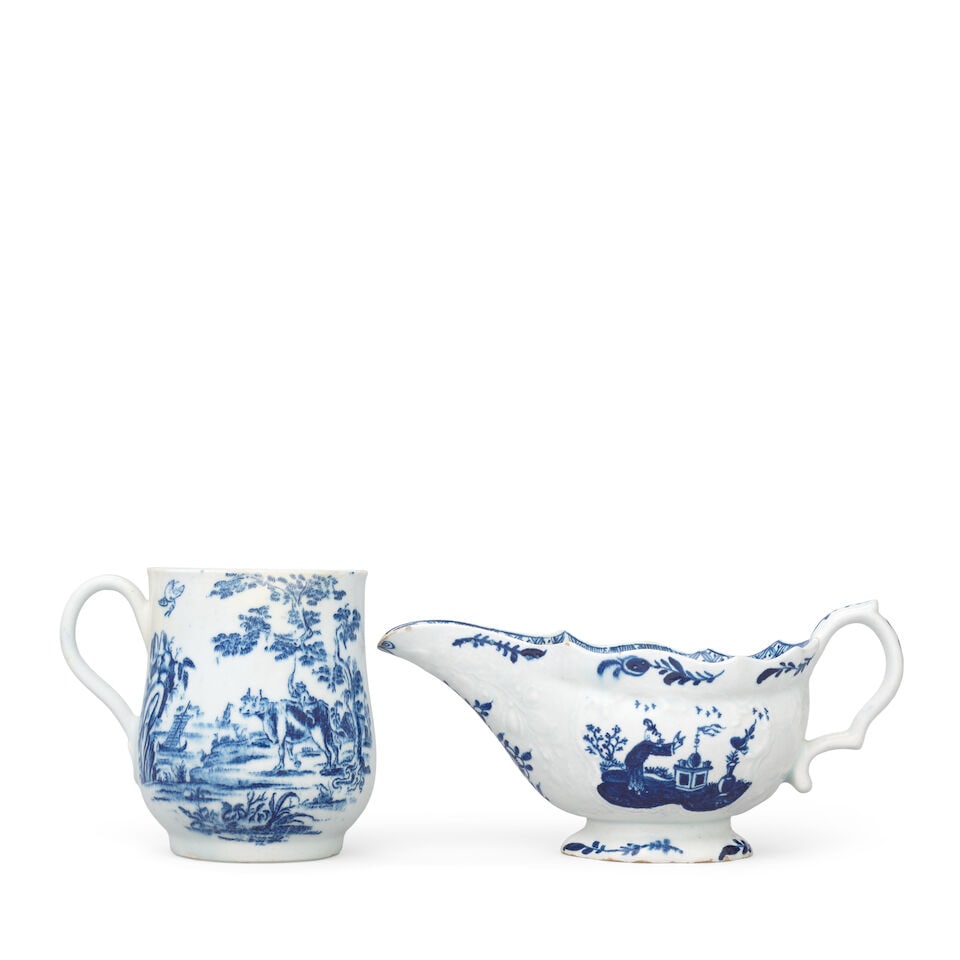 A Bow sauceboat and a mug, circa 1760-65 (1 of 2)