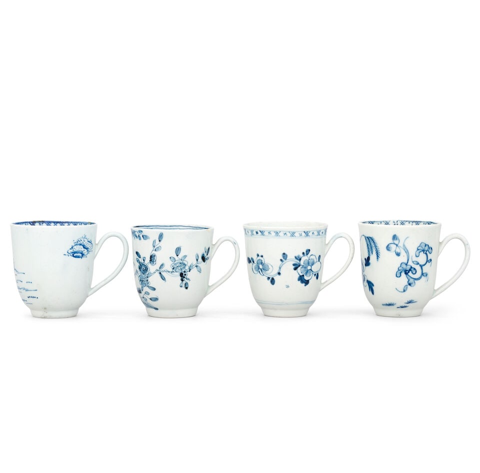 Four Liverpool (Richard Chaffers) coffee cups, circa 1756-62 - 2