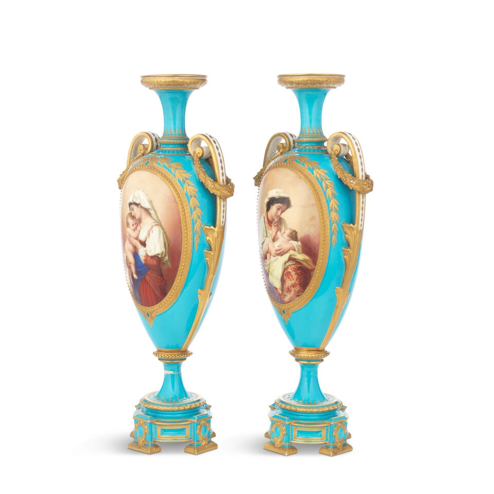 A pair of Royal Worcester vases by Josiah Rushton, one dated 1871 - 2